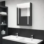 Spegelskåp med LED svart 50x13x70 cm