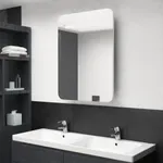 Spegelskåp med LED vit högglans 60x11x80 cm