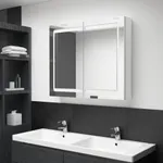 Spegelskåp med LED blank vit 80x12x68 cm