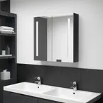 Spegelskåp med LED svart högglans 62x14x60 cm