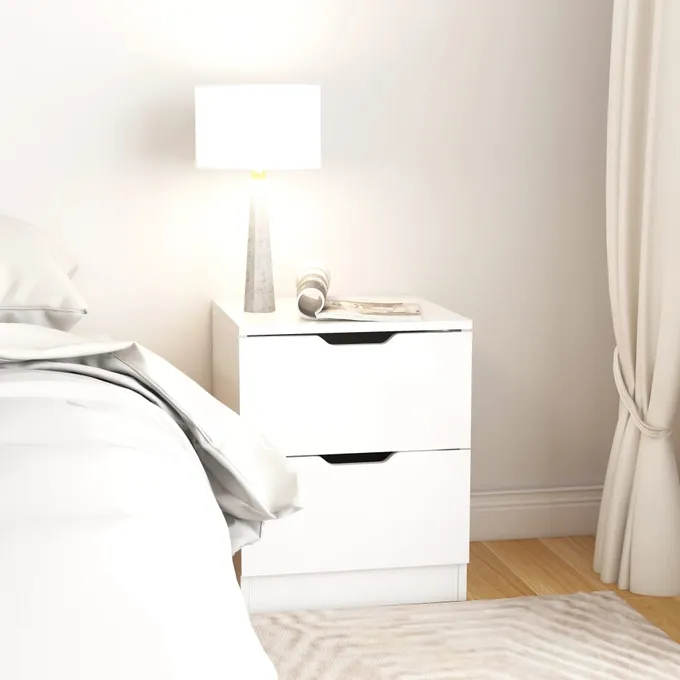 Sängbord vit högglans 40x40x50 cm spånskiva