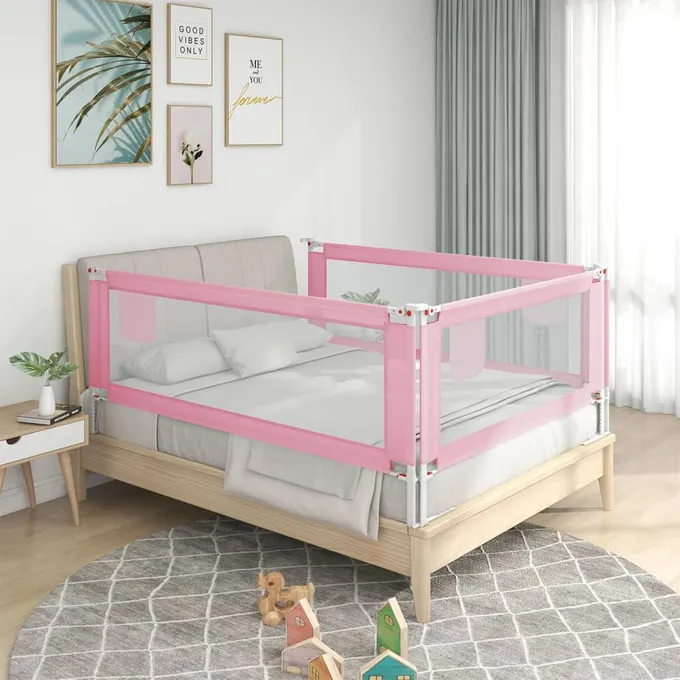 Sängskena för barn rosa 200x25 cm tyg