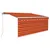 Produktbild 2 för Markis manuellt infällbar m. rullgardin LED 3x2,5 m orange/brun  