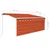 Produktbild 7 för Markis manuellt infällbar m. rullgardin LED 3x2,5 m orange/brun  