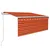 Produktbild 2 för Automatisk markis vindsensor rullgardin LED 3x2,5m orange/brun  
