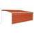 Produktbild 2 för Manuell markis med rullgardin LED 4x3 m orange/brun