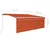 Produktbild 7 för Manuell markis med rullgardin LED 4x3 m orange/brun
