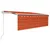 Produktbild 2 för Automatisk markis vindsensor rullgardin LED 4x3m orange/brun 
