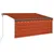 Produktbild 2 för Manuell infällbar markis med rullgardin LED 3x2,5m orange/brun  