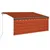 Produktbild 2 för Manuell infällbar markis med rullgardin LED 3x2,5m orange/brun  