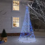 Julgran med metallstång 500 LEDs blå 3 m