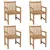 Produktbild 2 för Trädgårdsstolar med beige dynor 4 st massiv teak