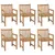 Produktbild 2 för Trädgårdsstolar 6 st med beige dynor massiv teak