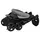 Barnvagn 2-i-1 ljusgrå och svart stål