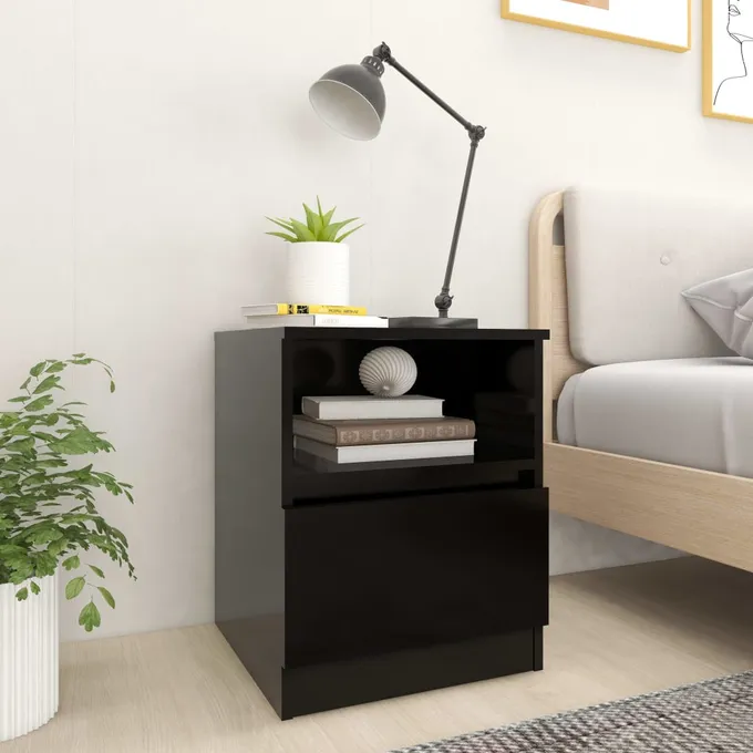 Sängbord 2 st svart 40x40x50 cm konstruerat trä