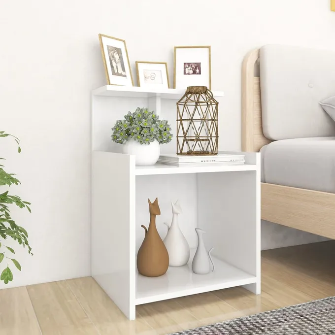 Sängbord 2 st vit 40x35x60 cm konstruerat trä