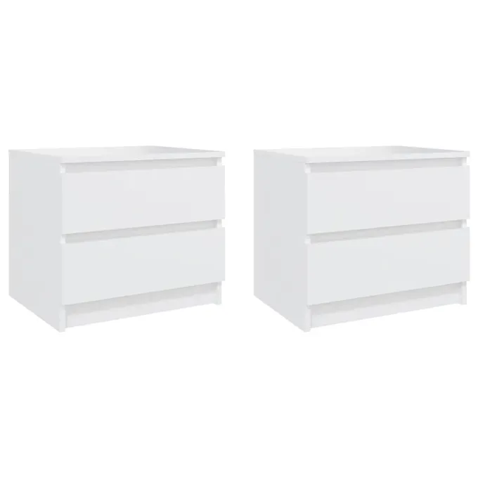 Sängbord 2 st vit 50x39x43,5 cm konstruerat trä