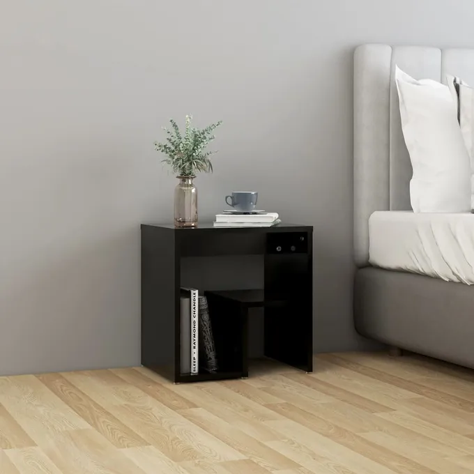 Sängbord svart 40x30x40 cm konstruerat trä