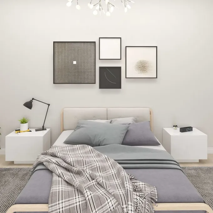 Sängbord vit 100x35x40 cm konstruerat trä