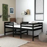 Säng medelhög svart massiv furu 90x200 cm