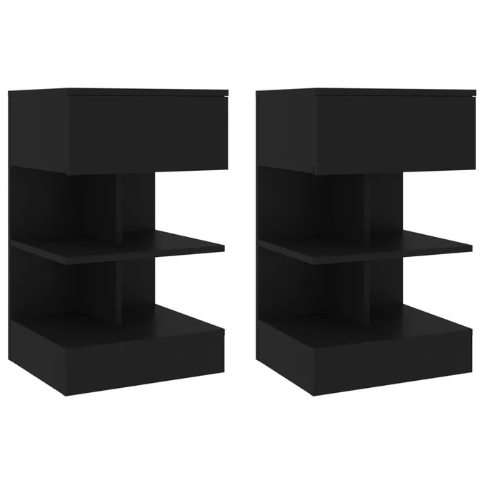 Sängbord 2 st svart 40x35x65 cm