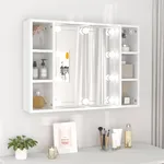 Spegelskåp med LED vit 76x15x55 cm
