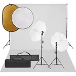 Fotostudio med lampor, bakgrund och reflexskärm