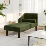 Schäslong med bolster mörkgrön sammet