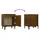 Sängbord med metallben 2 st brun ek 40x30x50 cm