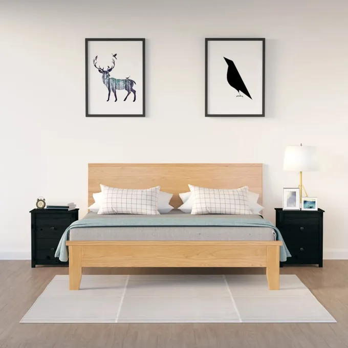 Sängbord 2 st svart 50x35x61,5 cm massiv furu