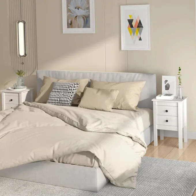 Sängbord 2 st vit 40x35x61,5 cm massiv furu