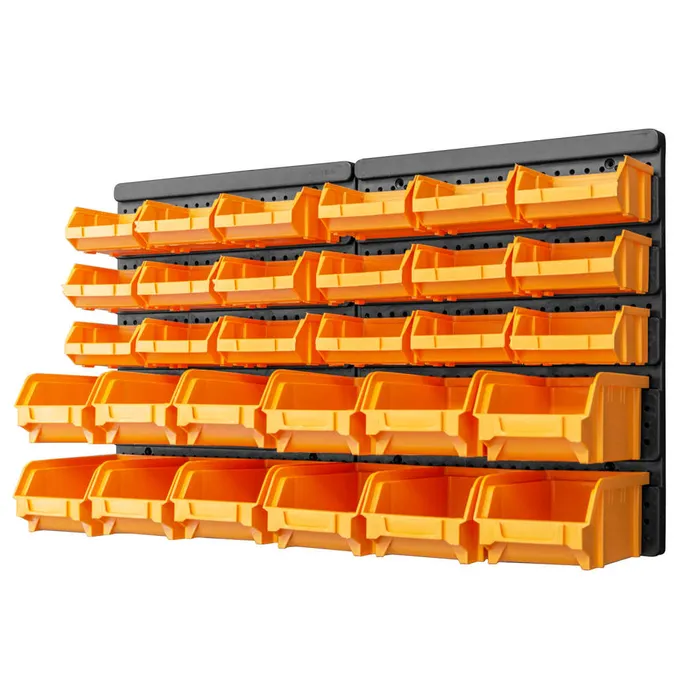 Väggmonterade sortimentslådor 32 delar gul och svart