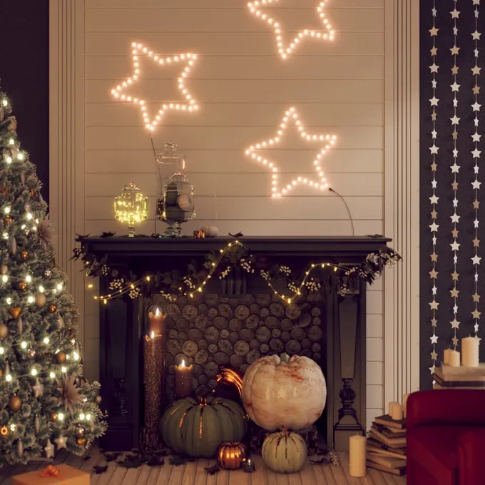 Julstjärna ljusslinga med 48 LEDs varmvit 56 cm