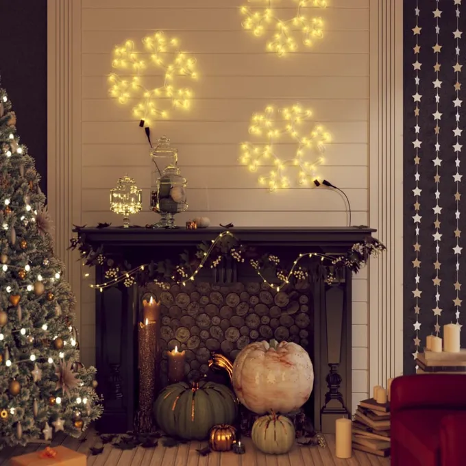 Snöflinga ljusslinga med 48 LED varmvit 59x59 cm 27x27 cm