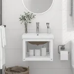 Tvättställsram med inbyggt handfat vit järn