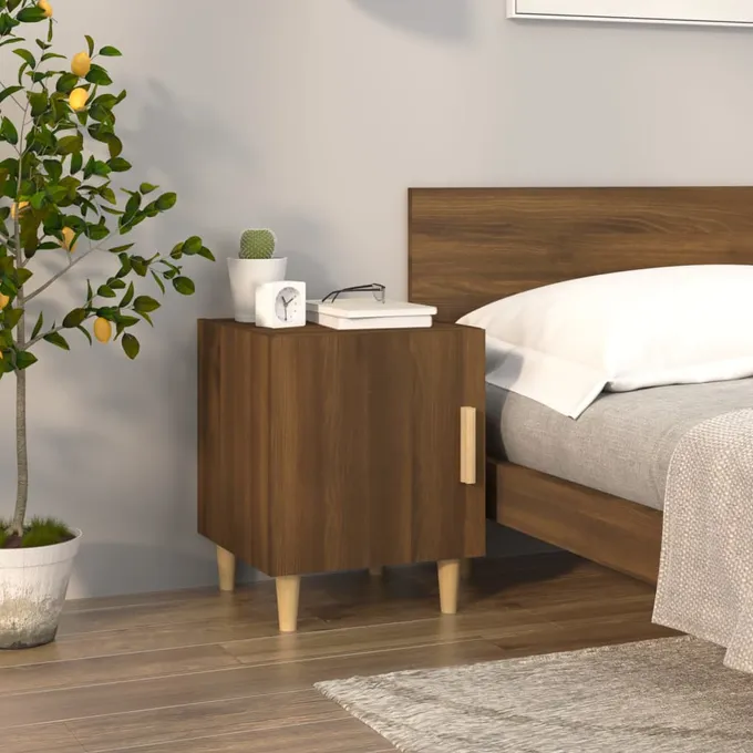 Sängbord brun ek konstruerat trä