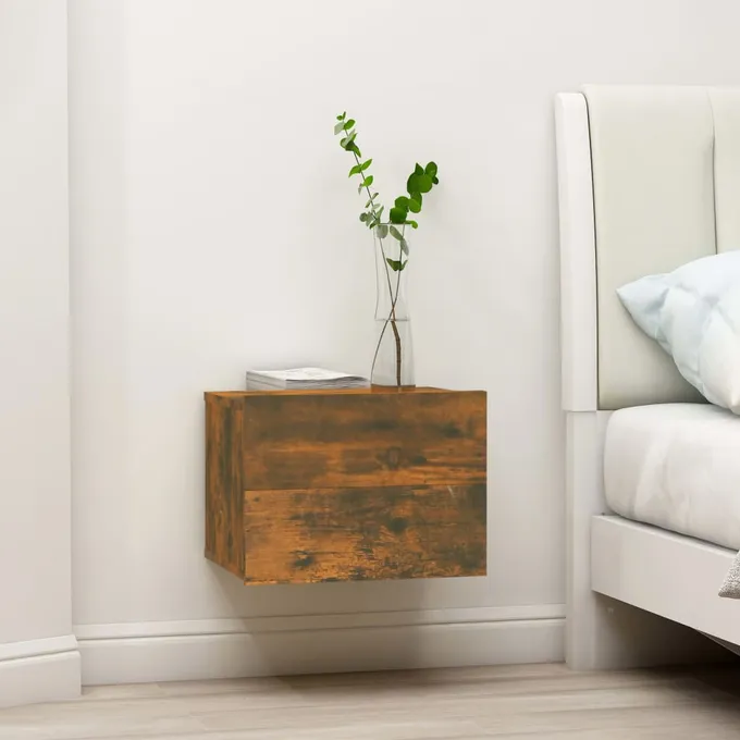 Sängbord 2 st rökfärgad ek 40x30x30 cm konstruerat trä