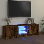 Tv-bänk med LED-belysning rökfärgad ek 120x30x35,5 cm