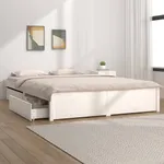 Sängram med lådor vit 200x200 cm