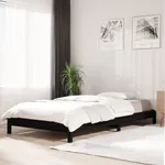 Stapelbar säng svart 100x200 cm massivt furu