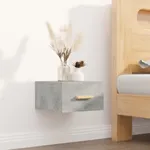 Väggmonterat sängbord betonggrå 35x35x20 cm