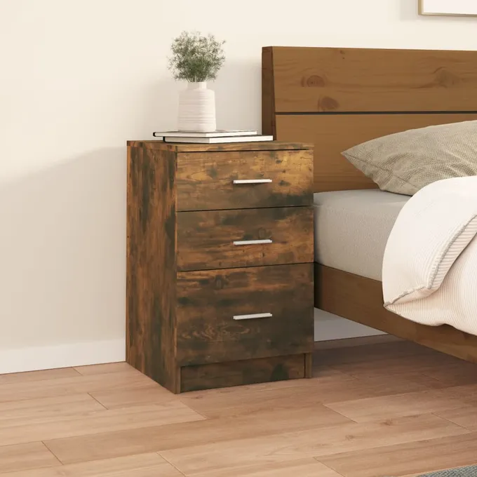 Sängbord rökfärgad ek 40x40x63 cm konstruerat trä