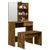 Produktbild 3 för Sminkbord set rökfärgad ek 74,5x40x141 cm