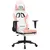 Produktbild 2 för Gamingstol med massage och fotstöd vit och rosa konstläder