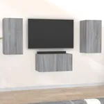 TV-skåp 3 delar grå sonoma konstruerat trä