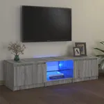 Tv-bänk med LED-belysning grå sonoma 140x40x35,5 cm