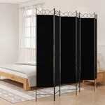 Rumsavdelare 6 paneler svart 240x200 cm tyg
