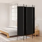  Rumsavdelare 4 paneler svart 120x220 cm tyg