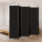Rumsavdelare 6 paneler svart 300x200 cm tyg