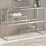Konsolbord silver rostfritt stål och härdat glas